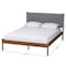 Baxton Studio Estela Mid-Century Modern Grey Woven Fabric and Walnut Brown Wood Queen Size Platform Bed 245-13445-ZORO - alternate 6